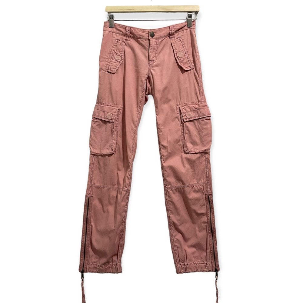 Rare Vintage AEO 1977 Cargo Pants Pink Low Rise Y2K Jogger to Boot Womens 2